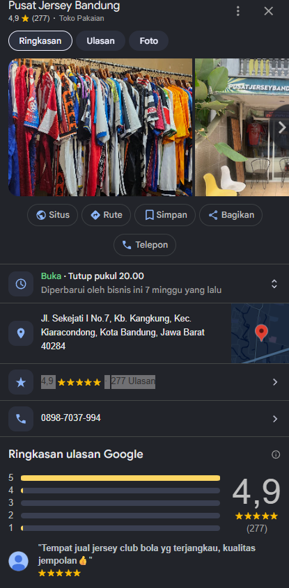 Profil Pusat Jersey Bandung